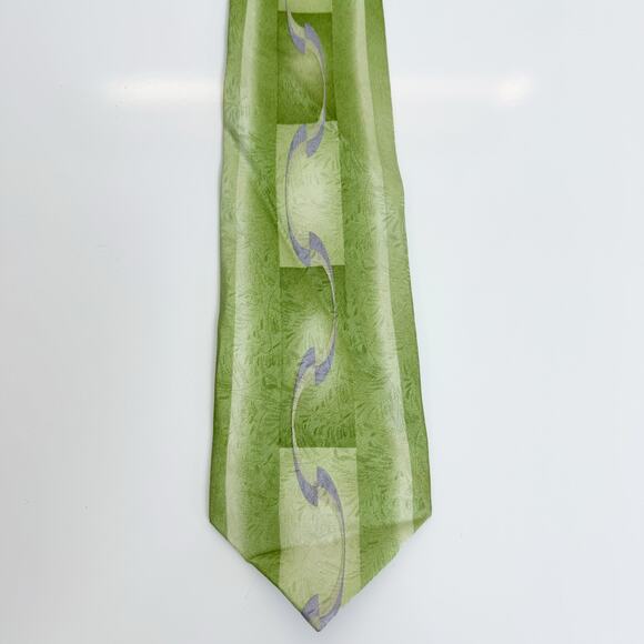 Stefano Rossi 100% Silk Hand Made Tie Necktie Green Gray - Picture 1 of 4